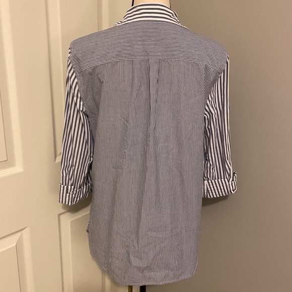 TALBOTS Striped Button-Down Roll Sleeve Blouse - Picture 6 of 8